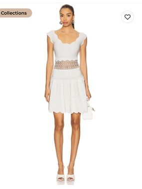 Alexis Hopper White A-Line Scalloped Hem dress size small